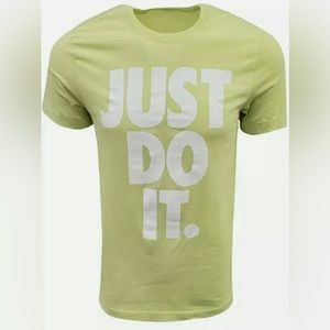 NWT Nike Men's Just Do It Big Logo Lime Green White T-Shirt